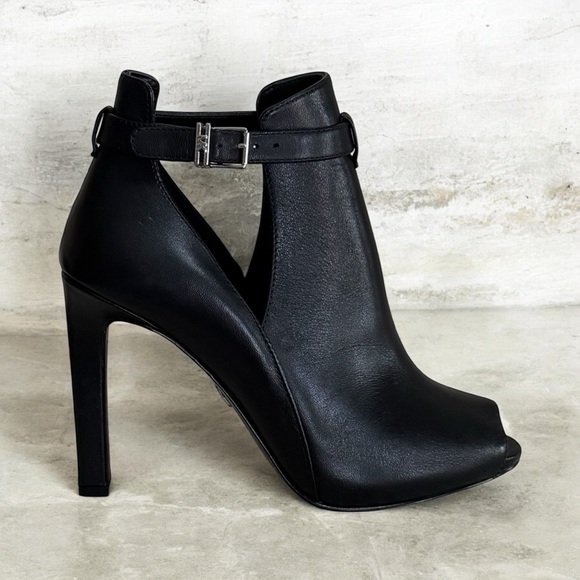 Michael Kors Shoes - NWOT Michael Kors Black Lawson Open Toe Stiletto Heel Ankle Boots Booties! Sz 6